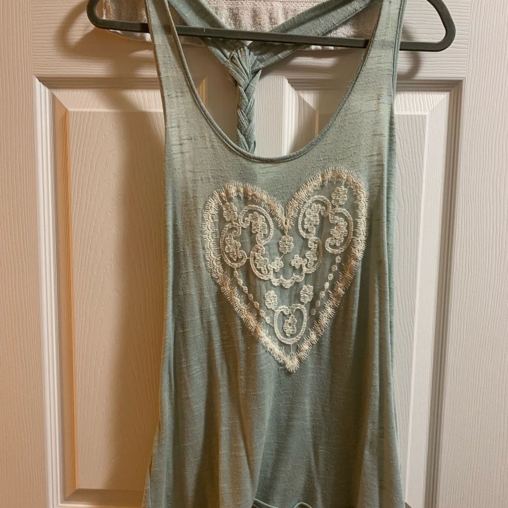 Mint Tank Top with heart detail